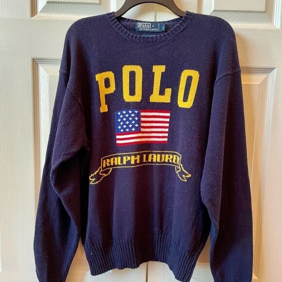 Ralph Lauren Other - Ralph Lauren Navy Sweater with American Flag Size Large